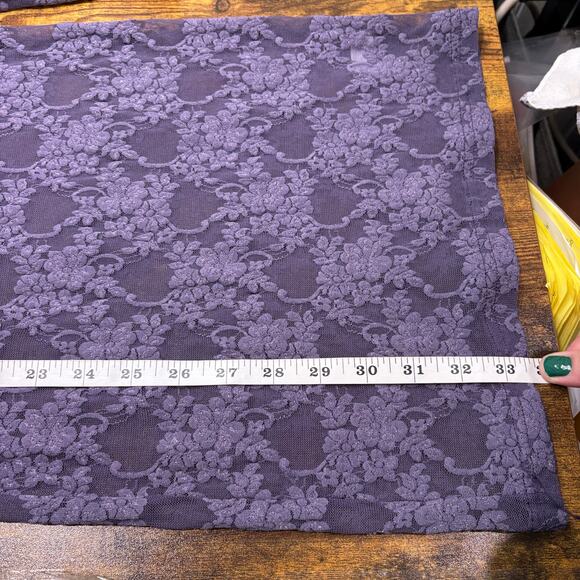 American Apparel M/L Bodycon Dress Vintage Purple Floral Lace Mesh Sheer Stretch - Picture 6 of 13